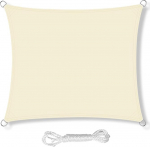 Markiis p&auml;ikesekaitse koos paigaldusk&ouml;itega, PES pol&uuml;ester, veekindel, 3,6 x 3,6 m, ruudukujuline markiis 98% UV-kaitsega &otilde;ue, terrassile, aeda, terrassile, k&auml;mpingusse, kreemjaks.