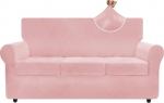ZNSAYOTX Luxus-Samt-Couchbezug, 4-teilig, Stretch-Sofabez&uuml;ge f&uuml;r 3 Kissen, Couch, dick, weicher Spandex-Sofabez&uuml;ge, Wohnzimmer, rutschfest, Hundem&ouml;belschutz, 180,3 cm - 231,1 cm (3 Kissen)