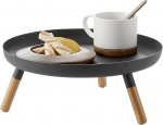 Yamazaki 5565 Plain Storage Bowl koos jalgadega, must, teras/puit, minimalistlik 32 x 32 x 13 cm