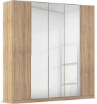 Rauch M&ouml;bel Alabama riidekapp, Sonoma tammepuust, l&uuml;kanduksega riidekapp, peegliga, 5 ust, sisaldab 3 riidekorvi ja 6 riiulit, 226 x 229 x 54 cm (B x K x S).