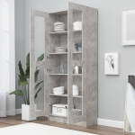 Homgoday klaasist vitriinkapp elutuppa Sideboard k&ouml;&ouml;ki kontorisse Arhiivikapp 5 riiuliga 2 klaasuksega 82,5 x 30,5 x 185,5 cm Betoon Hall