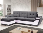 ENZO Hall / valge L-kujuline nurgadiivan vasakule 268 x 97 x 157 cm magamisfunktsiooniga ja panipaigaga - diivanvoodi voodikastiga - kaasaegne elutoa m&ouml;&ouml;bel - kangas: SORO 93 + Soft 17