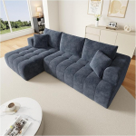 Moodne L-kujuline diivan 3 4-kohaline raamita &scaron;enillkangas kahe padjaga 3-kohaline diivan nurgas diivan diivan koos poolsaarega (merev&auml;e sinine)