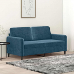 2-Sitzer Diivan Blau 140 cm Samtstoff Modernes Wohnzimmer Diivan Bequem mit Metallgestell f&uuml;r Wohnzimmer Schlafzimmer Entspannen Fernsehen