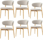 Moodne s&ouml;&ouml;gitoa tool, valmistatud t&auml;ispuidust, kangast polsterdatud tool kumera seljatoega, libisemisvastane jalapadi, ergonoomiline disain, sobib k&ouml;&ouml;ki, elutuppa (komplekt 6) Puiduv&auml;rvi