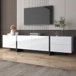 Merax TV kapp, TV Lowboard sahtlitega, kaasaegne TV laud hoiuruumiga, TV laud elutuppa ja s&ouml;&ouml;gituppa, valge, 190 x 35 x 45 cm