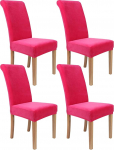 Colorxy Spandex kangast Stretch s&ouml;&ouml;gitool Slipcovers Home Decor Set of 4, Velvet, Rose Red, 4-Medium