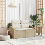Modulares Gartensofa Poly-Rattan als rechteckiges Gartensofa im Gartenm&ouml;bel-Set mit Kissen f&uuml;r Outdoor-Bereiche, Garten-Sofa mit Kissen 123 x 62 x 69 cm