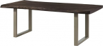 Massivmoebel24.de Freeform 5 mangopuidust laud halliks lakitud + U-&auml;&auml;rikud matt h&otilde;bedast, 240 x 100 x 77 cm, t&auml;ispuidust laud, Wane, s&ouml;&ouml;gilaud