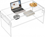 XOHYW Acrylic Coffee Table, Clear Rectangular Acrylic Side Table, Modern Tea Table with Open Storage Space, Acrylic Side Table for Living Room, Office, Reception and Bedroom