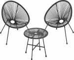 SONGMICS R&otilde;dum&ouml;&ouml;bel, aiam&ouml;&ouml;blikomplekt, 3-st komplekt, terrassim&ouml;&ouml;bel, klaasist lauaplaat, 2 tooli, sise- ja v&auml;litingimustes kasutamiseks, terrassile, aeda, r&otilde;dule, &otilde;ue, must GGF013B02
