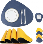 Tischsets, Tischsets und Untersetzer, 46er-Set, runde Mandala-Tischsets, w&auml;rmeisolierende Tischsets, waschbare, rutschfeste Gummi-Tischsets for den Esstisch in der K&uuml;che(Gray,Set of 6)