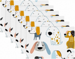 Stoff-Tischsets, waschbare Tischsets f&uuml;r Esstisch, 6er-Set,Hunde Tier Haustier sch&ouml;ne Cartoon