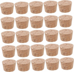 BESTonZON Pack of 30 Glass Bottle Corks Mini Wine Mini Bottles Alcohol Mini Glass Jars Conical Cork Stoppers Wine Bottle Stopper Small Glass Bottles with Cork Wood Light Brown