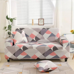 Enhome diivan viskab stretch, 1 2 3 4-kohaline slipcover diivan elastne diivanikate slipcover diivanile, spandex koos k&auml;etoega, libisemiskindlad diivanikatted diivanikate (roosa geomeetria, 4-kohaline (235 - 300 cm)).