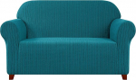 subrtex 1 Piece Striped Jacquard Diivan Slipcover Spandex Stretch Diivan Cover Washable m&ouml;&ouml;bli kaitsja elutuba (3 istekohaga, sinine)