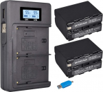 CITYORK NP-F970 akulaadija Sony F750 F770 F960 F550 F530 F330 F570 CCD-SC55 TR516 TR716 TR818 TR910 TR917 (2 Pack 7200mAh asendusaku + Dual Slot Charger T