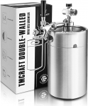TMCRAFT 128oz Double Wall Mini Keg Growler, r&otilde;hureguleeritud kodu&otilde;lle v&auml;ljastuss&uuml;steem koos eemaldatava kraani ja regulaatoriga, s&auml;ilitab v&auml;rskuse ja karboniseerimise Craft Beer Draft / Home-Brew jaoks