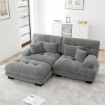 HAUSPROFI Modulaarne &scaron;eniilis diivan, Cloud diivan koos Ottoman Lumba ja dekoratiivse padjaga, s&uuml;gav iste, laiad k&auml;etoed ja kokkupanekuta, elutuppa, korterisse, stuudiosse, kontorisse (Hall, 2-kohaline + 1-Otto)