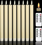 Eldnacele LED Taper Candles with Timer Function, Flickering Flame, LED Real Wax Candles with Remote Control, Ivory Taper Candles LED, Pack of 8 (2 x 25 cm) for Christmas Decoration, Room Decoration,