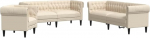 vidaXL 3-osaline diivanikomplekt, tugitool, diivan diivan elutuppa, Lounge diivan, polsterdatud diivan tugijalgadega, diivanikomplekt, istumine, kaasaegne, kreemjas kangas
