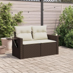 Homgoday Garden Diivan 2 istuja pruun pol&uuml; rotangist padjaga Garden Diivan Outdoor Bed Diivan Diivan Diivan Garden Diivan Elutuba Patio Outdoor m&ouml;&ouml;bel qq