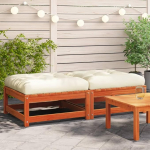 Homgoday Garden Footstool koos padjadega 2 Pack Brown Wax Solid Wood Pine Diivanid Outdoor Bed Diivan Diivan Aed Elutuba Patio Outdoor m&ouml;&ouml;bel