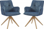 Zouron S&ouml;&ouml;gitoa toolid p&ouml;&ouml;rlev komplekt 2 sinist - Set of 2 Makeup Chairs Polsterdatud tool p&ouml;&ouml;rlev koos k&auml;etoedega seljatoega Boucle Oak Wood Legs 120 kg kandev&otilde;ime