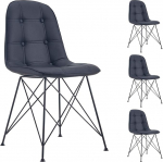 IDIMEX Imran Retro Design S&ouml;&ouml;gitoa toolid S&ouml;&ouml;gitool S&ouml;&ouml;gitool Polsterdatud toolide komplekt 4 kunstnahast musta v&auml;rvi kattega
