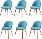 Mendler HWC-D53 6 s&ouml;&ouml;gitoolist koosnev komplekt K&ouml;&ouml;gitoolid Retro 50ndate Disain Velvet T&uuml;rkiissinine