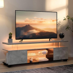 Cubehom LED TV kapp, 130 cm, kaasaegne TV madallaud LED valgustuse ja hoiuruumiga, TV statiiv elutuppa, kuni 60-tollise teleri jaoks, hall