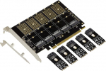 KALEA-INFORMATIQUE PCIe 3.1 x16 kontrollerkaart 5 M2 SSD-le (M.2 NGFF B Key v&otilde;i B+M Key SATA) v&otilde;i SATA k&otilde;vakettale High Low Profile koos kiibistikuga JMB585