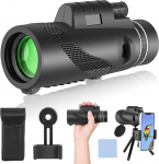 PAHTTO Monocular 80 x 100 Zoom, Monocular Telescope with Smartphone Holder and Stretchable Tripod, Monocular Telescope Waterproof for Bird Watching, Hunting, Travel, Concert, Outdoor Sports