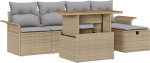 Rantry 6-teiliges Garten Sofa Set mit Kissen Beige Poly Rattan Gartenlounge Model3359906
