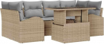 Rantry 7-teiliges Garten Sofa Set mit Kissen Beige Poly Rattan Gartenlounge Model3348576