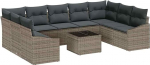 Rantry 9-teilige Garten Sofa Set mit Kissen Schwarz Poly Rattan Gartenlounge Model3346889