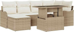Rantry 7-teilige Garten Sofa Set mit Kissen Beige Poly Rattan Gartenlounge Model3357234