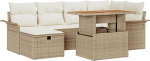 Rantry 7-teiliges Garten Sofa Set mit Kissen Beige Poly-Rattan Gartenlounge Model3361246