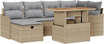 Rantry 7-teiliges Garten-Sofa-Set mit Kissen Beige Poly-Rattan Gartenlounge Model3361273