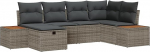 Rantry 6-teiliges Garten Sofa Set mit Kissen Grau Poly Rattan Gartenlounge Model3359631