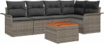 6-teiliges Garten-Sofa-Set mit Kissen Grau Poly-Rattan Akazie Gartenlounge Model3347328
