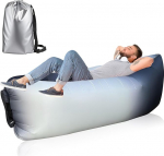 T&auml;ispuhutav telkimissohva rand, 230 x 70 cm Air Diivan Outdoor, Air Bag, Air Lounge, Air Bean Bag, Outdoor Lounger Diivan, Picnics, Gardens, Music Festivals (Grid Cloth, Black + White)