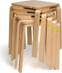 5 x Erzi 45 Stool Made of Moulded Wood Set of 5 Stool Gymnastics