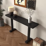 Konsolentisch Schwarz, Schmaler Konsolentisch, Gepr&auml;gte Holzmaserung in Schwarz, Beistelltisch Im Landhausstil f&uuml;r Hinter dem Sofa(Black,120 cm/47 in)