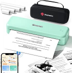 Phomemo M834 termoprinter A4, mobiilne A4-printer reisimiseks, kontorisse, kooli, koju, &uuml;hildub nutitelefonide ja arvutitega, kaasaskantav printer koos kandekoti ja 4 rulli termopaberiga, roheline