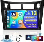 [8Cores 4G + 64G] Hikity Car Radio Android 15 Toyota Yaris Vizi 2007-2011 9-tollise puuteekraaniga autoraadio 1280 x 720 Pixel 32EQ FM RDS Wireless Carplay Android Auto GPS navigatsioon WFI MIC