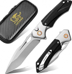 LOTHAR LICH KING Klappnuga, terav 14C28N terasest taskunuga, &uuml;he k&auml;ega nuga G10 k&auml;epidemega, nupulukuga v&auml;litingimustes kasutatav nuga, elluj&auml;&auml;misnuga