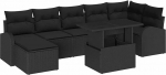 Rantry 8-teiliges Garten Sofa Set mit Kissen Schwarz Poly Rattan Gartenlounge Model3348689