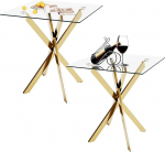 GOLDFAN k&uuml;ljelaudade komplekt (2 tk), kaasaegne k&uuml;ljelaudade komplekt karastatud klaasist lauaplaadiga ja metallist jalgadega kodukontorisse (kuldne)