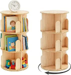 Wumagin laste raamaturiiul, 360&deg; p&ouml;&ouml;rlev raamaturiiul 3 tasandiga, p&ouml;&ouml;rlev riiul, m&auml;nguasjade riiul, multifunktsionaalne raamaturiiul, t&auml;ispuidust elutuppa, kodukontorisse